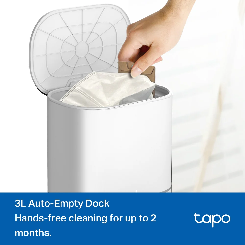 Tapo RV30 Max Plus White | 5300Pa Hyper Suction Robot Vacuum & Mop + Smart Auto-Empty Dock - Image 10