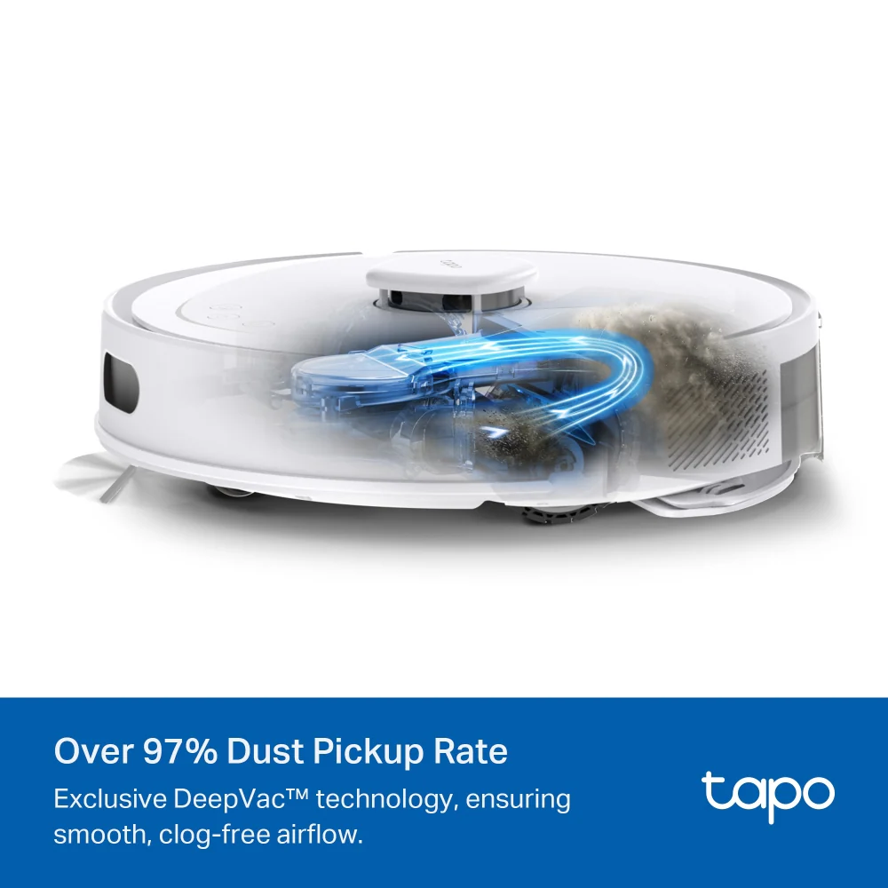 Tapo RV30 Max Plus White | 5300Pa Hyper Suction Robot Vacuum & Mop + Smart Auto-Empty Dock - Image 6
