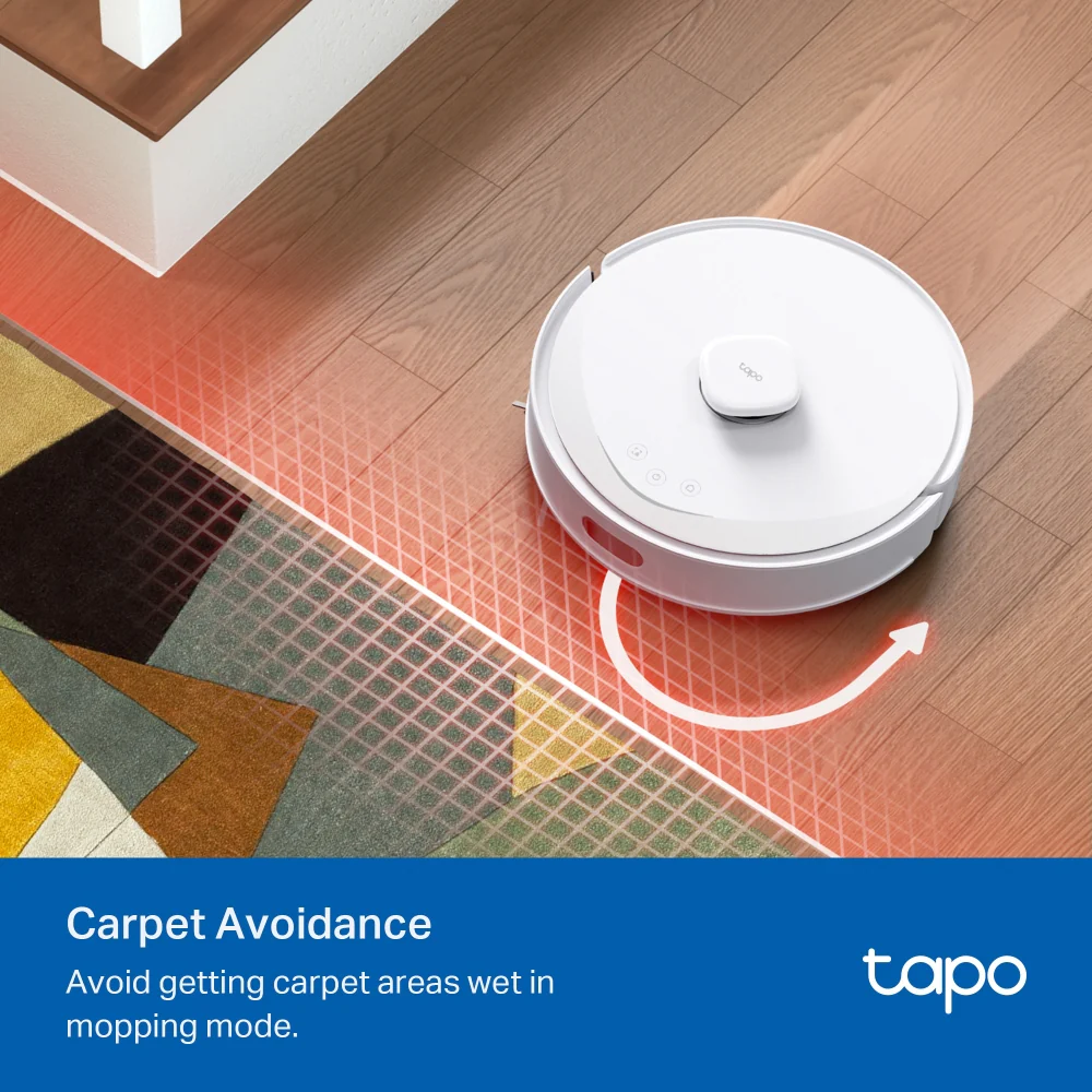 Tapo RV30 Max Plus White | 5300Pa Hyper Suction Robot Vacuum & Mop + Smart Auto-Empty Dock - Image 9