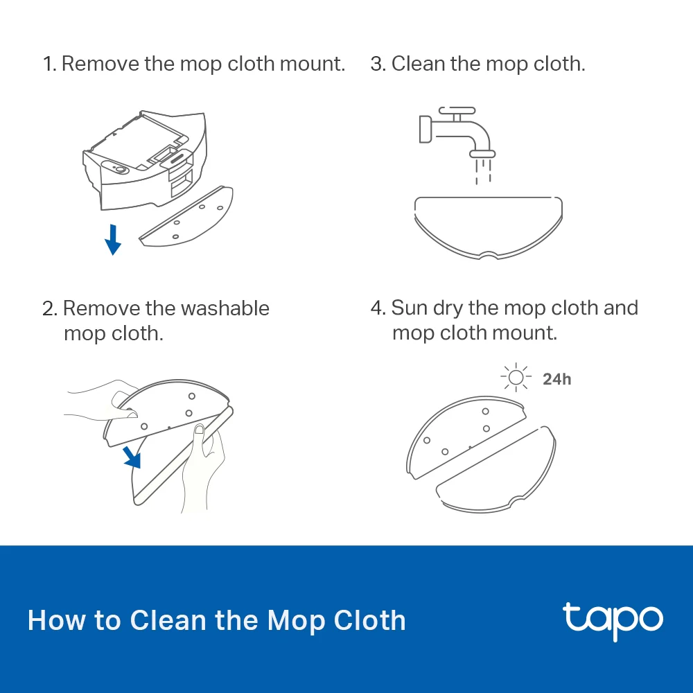 Tapo RVA301 | Tapo Robot Vacuum Washable Mop Cloth (5 Packs) - Image 3