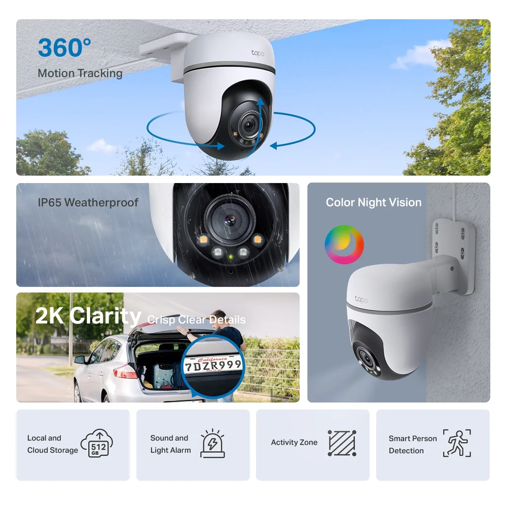 Tapo TC41 | Outdoor Pan Tilt Security Wi-Fi Camera, 2K, Full-Colour Night Vision - Image 3